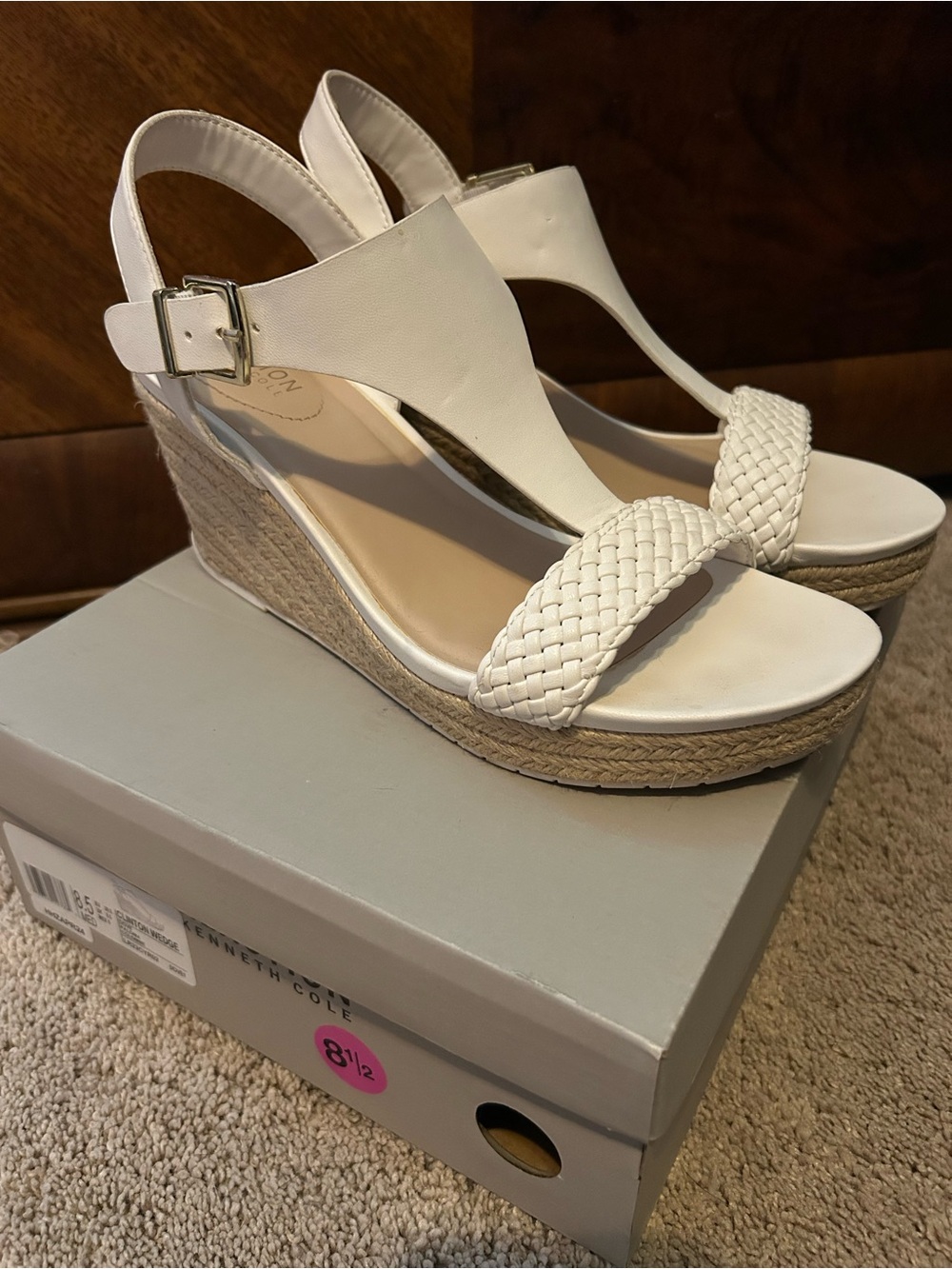 Kenneth Cole Clinton Wedge Sandals Braided with Ankle Buckle